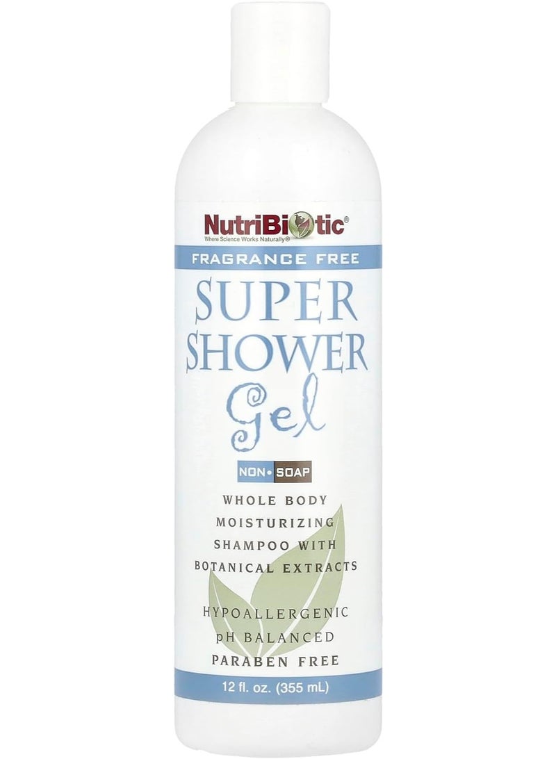 NutriBiotic, Super Shower Gel, Non-Soap, Fragrance Free, 12 fl oz (355 ml) - Image 1